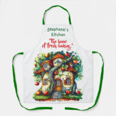 Mooie Elegante Fantasie Appel Fruit Huis Schort (Voorkant)