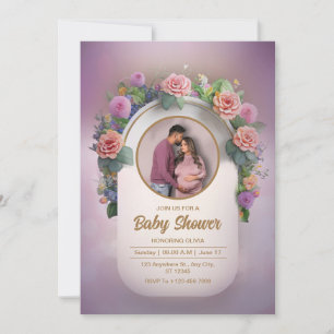 Mooie elegante moderne aangepaste foto Baby shower Kaart