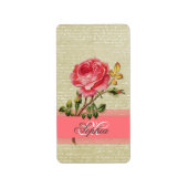 Mooie elegante  monogram rozen etiket (Voorkant)