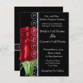 Mooie elegante rode roos bruiloft uitnodiging (Voorkant / Achterkant)