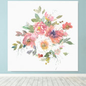 Mooie Elegante waterverf bloemboeket kunst Canvas Afdruk (Insitu (Houten vloer))