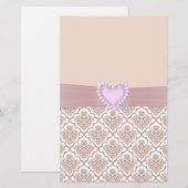 Mooie, elegante witte parels werken hart briefpapier (Voorkant / Achterkant)