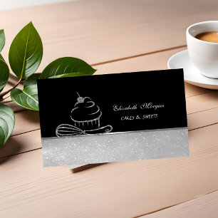 Mooie elegante zilveren glittersparel-cupcake gard visitekaartje