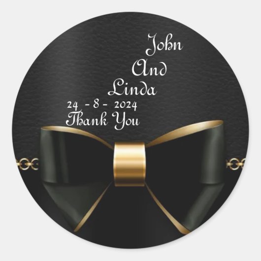 Mooie Elegante Zwarte en Gouden Trouw Tuxedo Ronde Sticker (Voorkant)