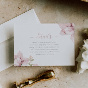 Mooie Elegantie Blush Bloemen Bruiloft Details Informatiekaartje