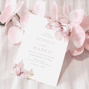 Mooie Elegantie Blush Bloemen Bruiloft Kaart