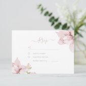 Mooie Elegantie Blush Bloemen Bruiloft RSVP Kaartje (Staand voorkant)