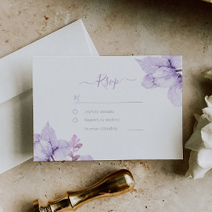 Mooie Elegantie Paarse Bloemen Bruiloft RSVP Kaartje