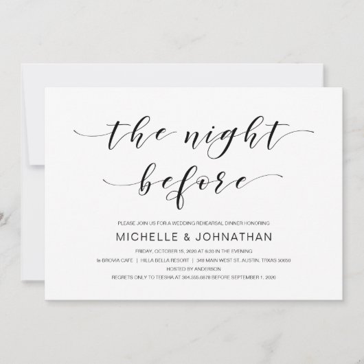 Mooie elegantie, zwart script, repetitiediner kaart (Voorkant)