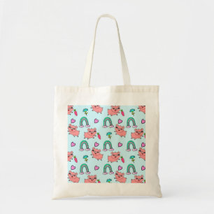 Mooie en eigenzinnige varkens en regenboogpatroon tote bag