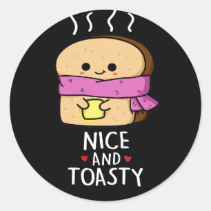 Mooie en giftige toast Butter Pun Dark BG Ronde Sticker