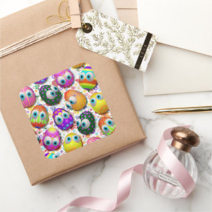 Mooie en grappige Pasen eieren Cartoon Vierkante Sticker