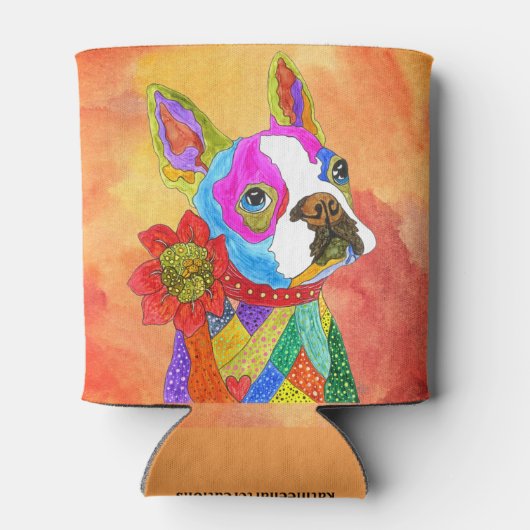 Mooie en kleurrijke Boston Terrier Blikjeskoeler (Achterkant)