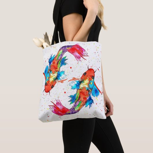 Mooie en kleurrijke Koi Fish Canvas tas (Dichtbij)
