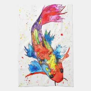 Mooie en kleurrijke Koi Fish Kitchen Towel Theedoek