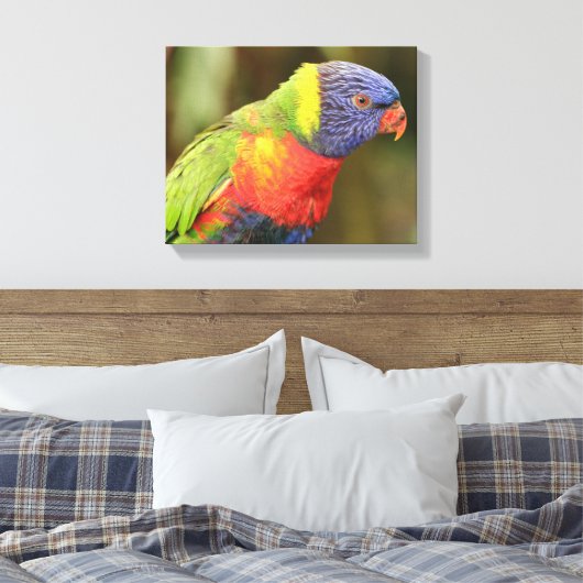 Mooie en kleurrijke papegaai canvas afdruk (Insitu (Slaapkamer))