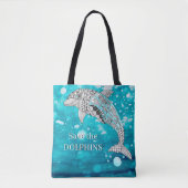 Mooie en kleurrijke Save the Dolphin Canvas tas (Voorkant)