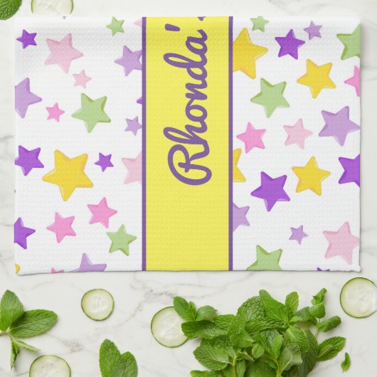 Mooie en kleurrijke sterren theedoek (Gevouwen)