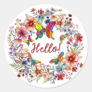 Mooie en kleurrijke vlinder ronde sticker