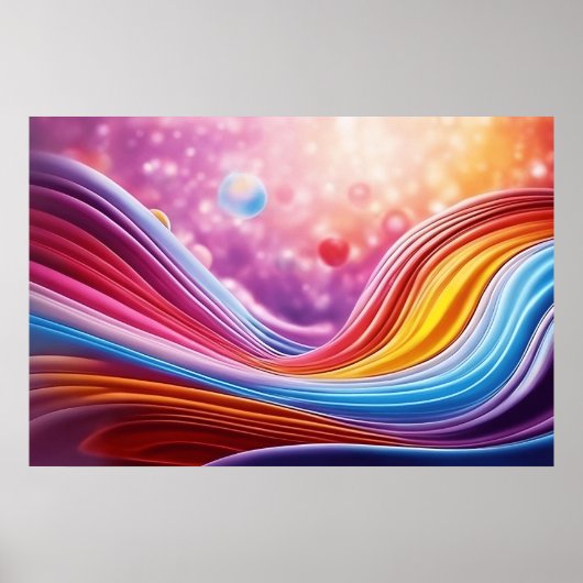 Mooie en kleurrijke Wavy Lines Wall Art Design Poster (Voorkant)
