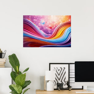 Mooie en kleurrijke Wavy Lines Wall Art Design Poster