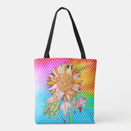 Mooie en kleurrijke zonnebloem Canvas tas (Achterkant)