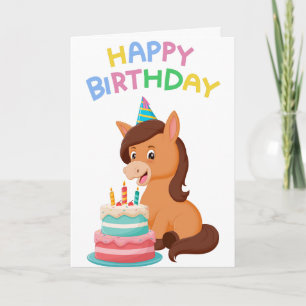 Mooie en Lieve Pony & Taart Verjaardag Kaart