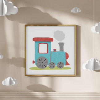 Mooie en moderne met de hand getekende treinkunst poster