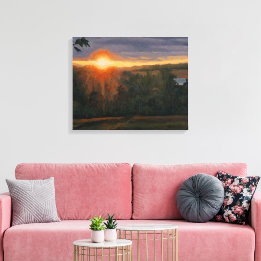 Mooie en rustige zonsondergang scène canvas afdruk (Insitu (Woonkamer))