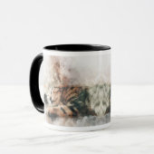 Mooie en schattige kitten slapen waterverf mok (Voorkant links)