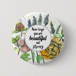 Mooie en sterke positieve bloemen ronde button 5,7 cm