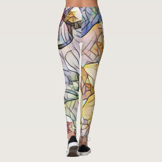 Mooie en unieke pasteimozaïek leggings (Achterkant)