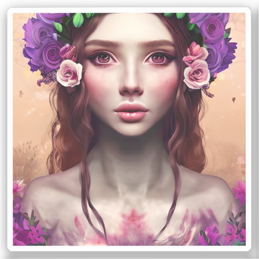 Mooie Enchantress Fantasy AI Art Sticker (Voorkant)