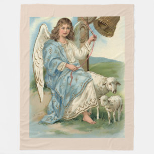Mooie engel en gouden bel fleece deken