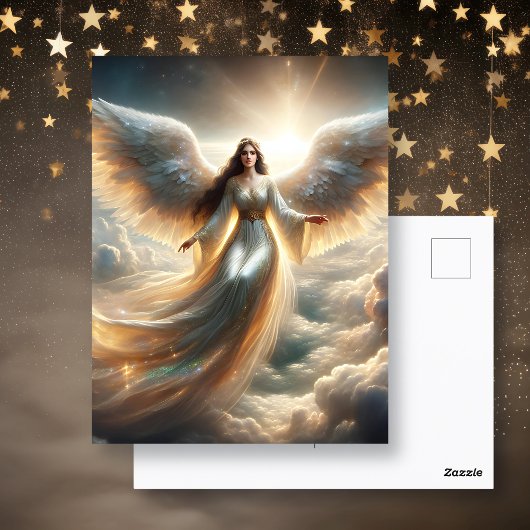 Mooie engel in de wolken briefkaart