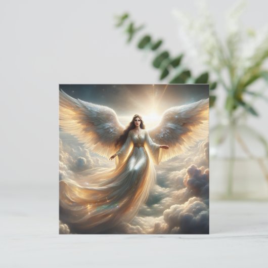 Mooie engel in de wolken kaart (Staand voorkant)