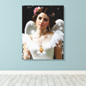 Mooie engel in sneeuwliefhebbers canvas afdruk (Insitu (Houten vloer))