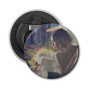 Mooie engel met Fairy Fantasy Art Button Flesopener