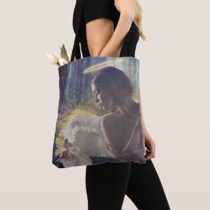 Mooie engel met Fairy Fantasy Art Draagtas