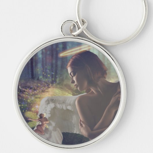 Mooie engel met Fairy Fantasy Art Sleutelhanger (Voorkant)