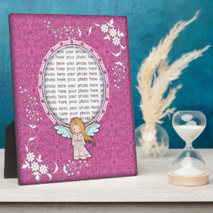 Mooie engel roze aangepaste fotoplaquette voor mei fotoplaat