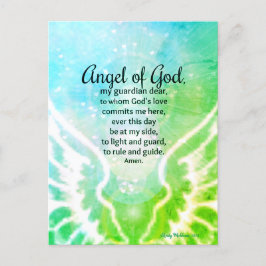 Mooie Engel van God Gebed Helder Groen Blauw Briefkaart