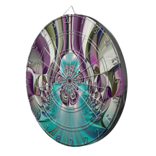 Mooie engelachtige Paarse en cyaan Abstracte print Dartbord (Voorkant Rechts)
