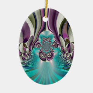 Mooie engelachtige Paarse en cyaan Abstracte print Keramisch Ornament