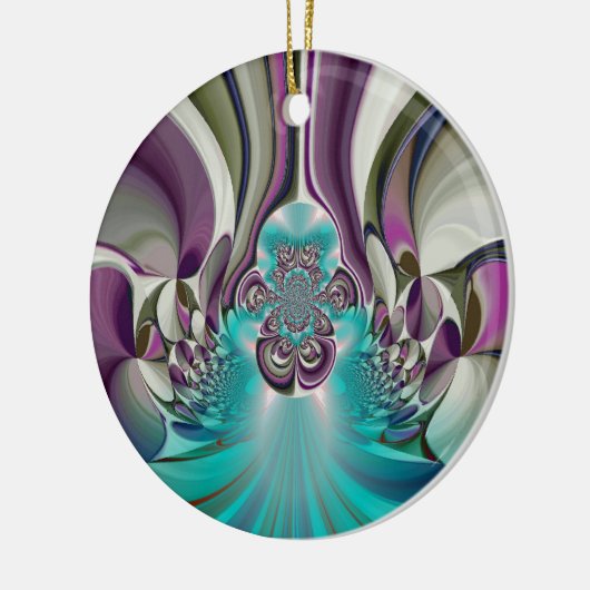 Mooie engelachtige Paarse en cyaan Abstracte print Keramisch Ornament (Links)