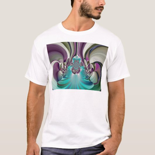 Mooie engelachtige Paarse en cyaan Abstracte print T-shirt (Voorkant)