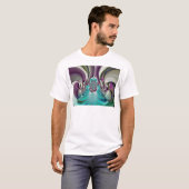 Mooie engelachtige Paarse en cyaan Abstracte print T-shirt (Voorkant volledig)