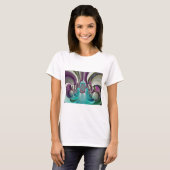 Mooie engelachtige Paarse en cyaan Abstracte print T-shirt (Voorkant volledig)