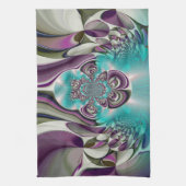 Mooie engelachtige Paarse en cyaan Abstracte print Theedoek (Verticaal)
