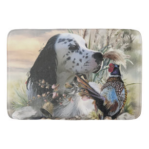 Mooie Engelse Setter met fazant , Art Badmat
